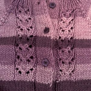 Vintage handmade children’s cardigan soft sweater with flower buttons 6-8